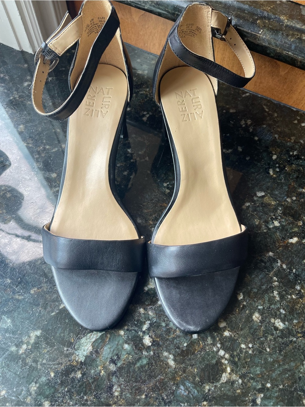 Naturalizer Black Open-Toe Ankle-Strap Heels